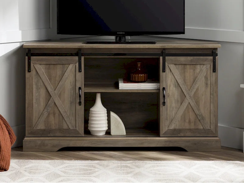 Middlebrook 52-inch Sliding Barn Door Corner TV Stand