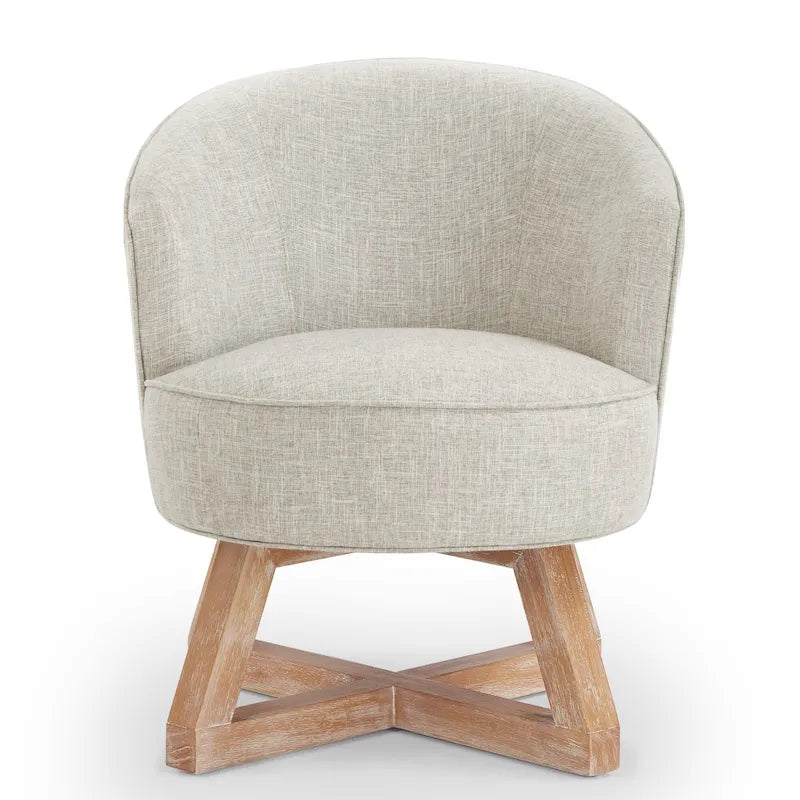 Fauteuil pivotant avec piètement en bois en forme de croix