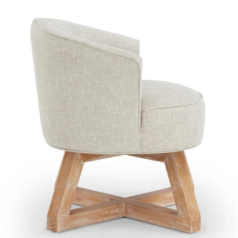 Fauteuil pivotant avec piètement en bois en forme de croix