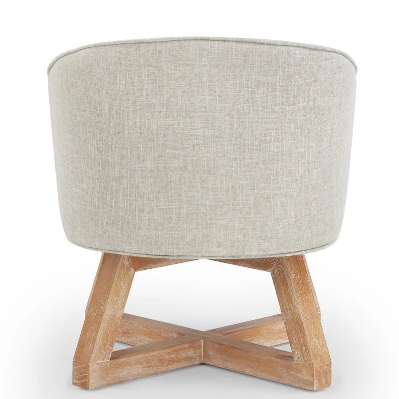 Fauteuil pivotant avec piètement en bois en forme de croix
