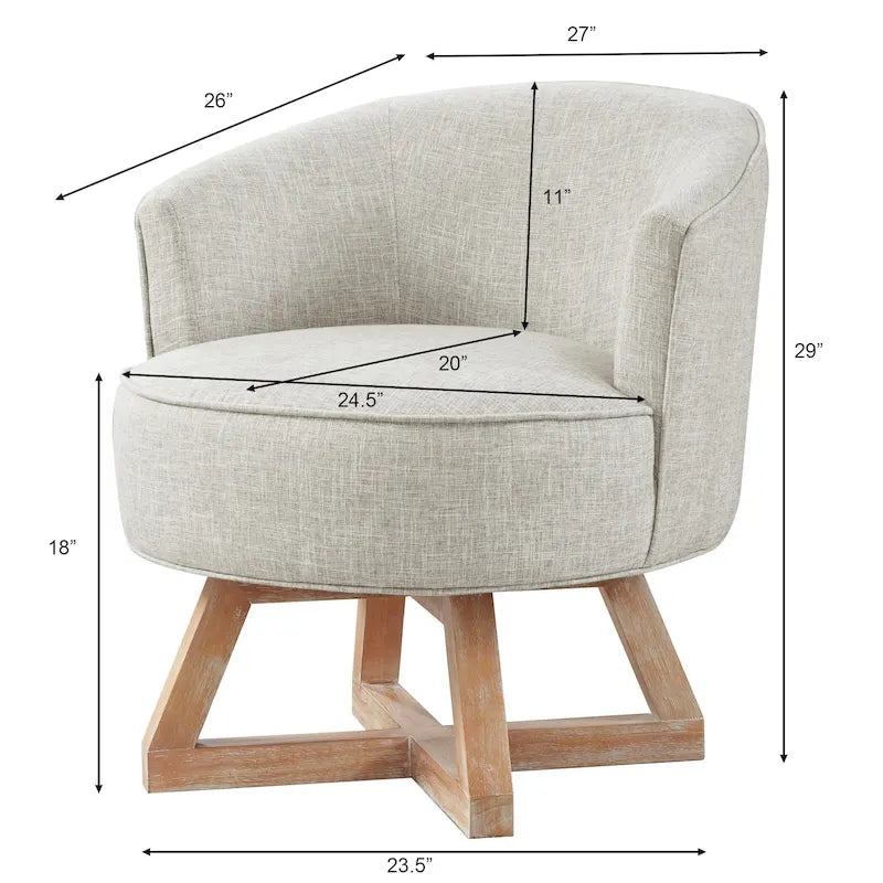 Fauteuil pivotant avec piètement en bois en forme de croix