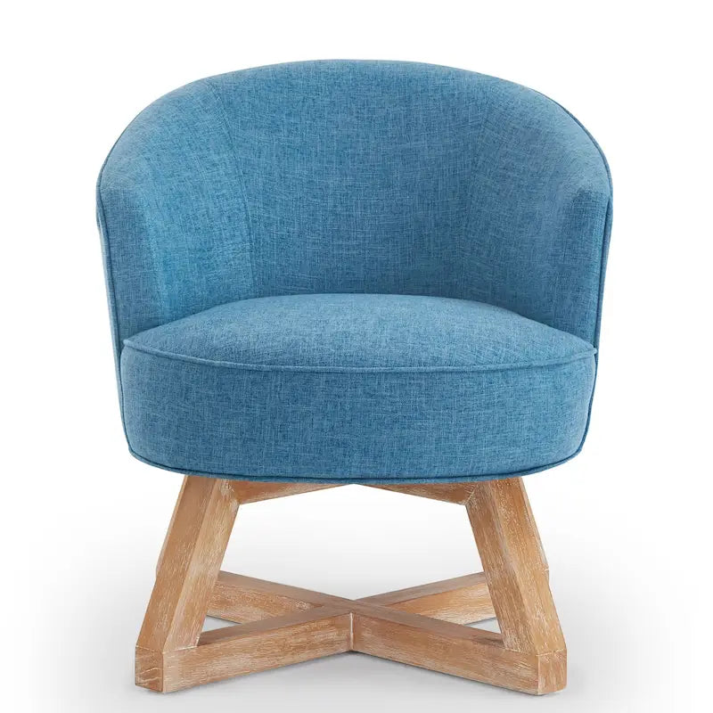 Fauteuil pivotant avec piètement en bois en forme de croix