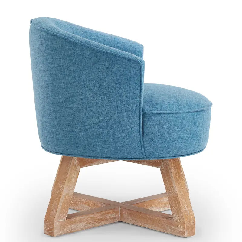 Fauteuil pivotant avec piètement en bois en forme de croix