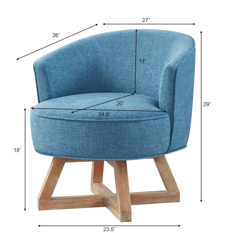 Fauteuil pivotant avec piètement en bois en forme de croix