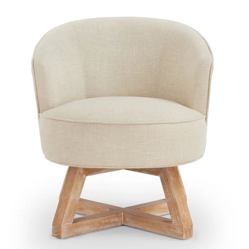 Fauteuil pivotant avec piètement en bois en forme de croix