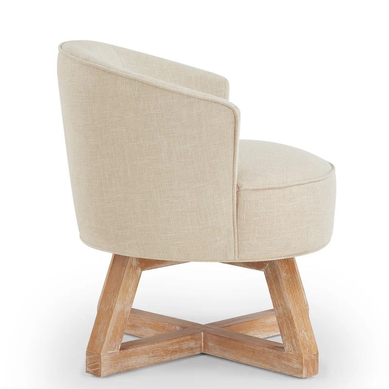 Fauteuil pivotant avec piètement en bois en forme de croix
