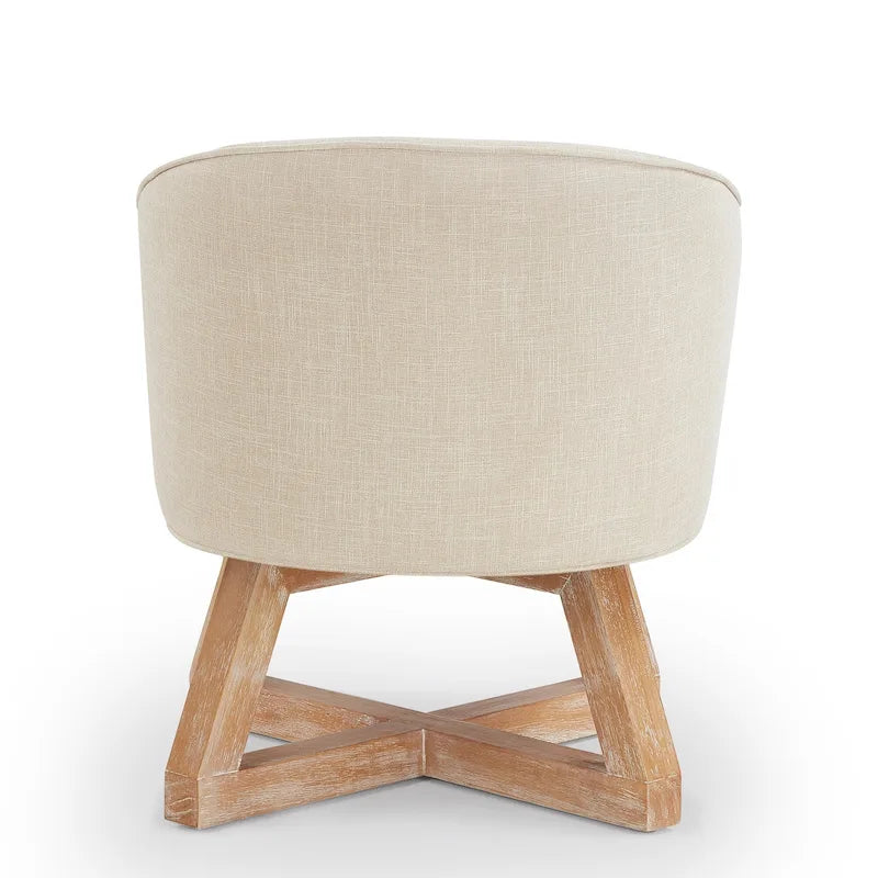 Fauteuil pivotant avec piètement en bois en forme de croix