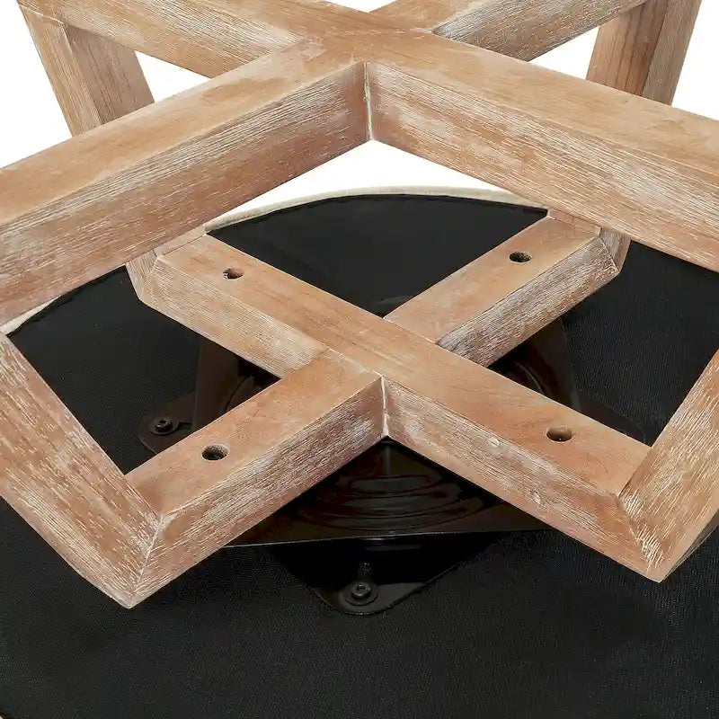 Fauteuil pivotant avec piètement en bois en forme de croix