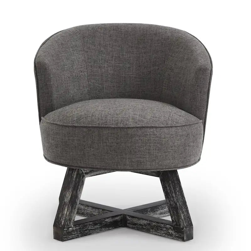 Fauteuil pivotant avec piètement en bois en forme de croix