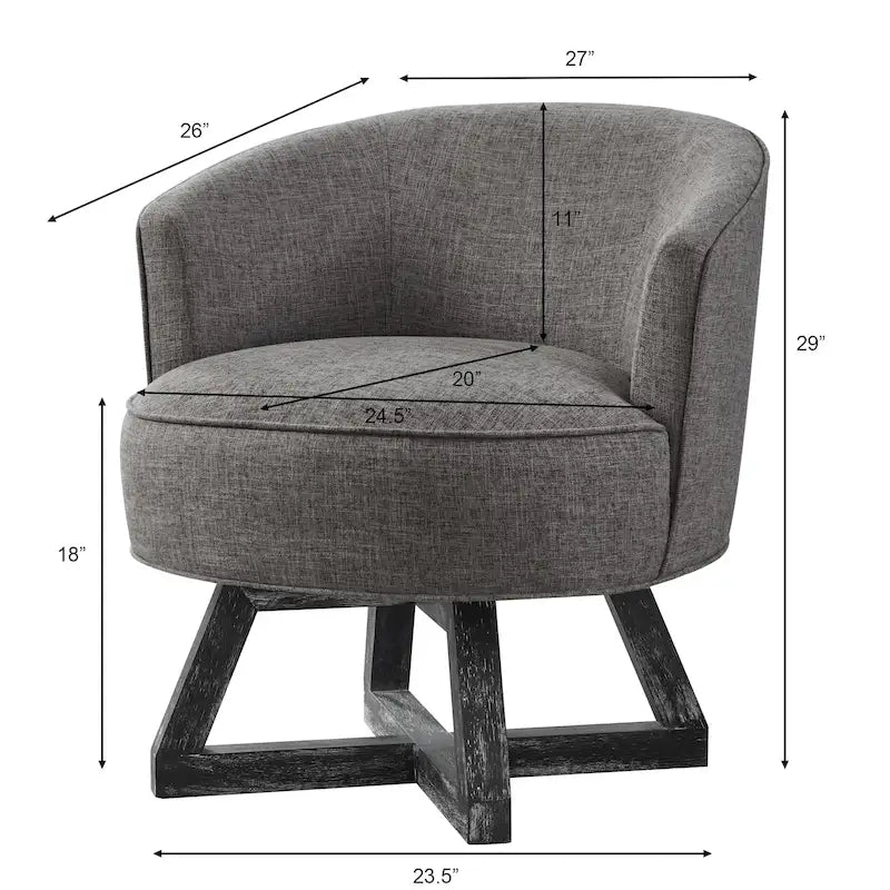 Fauteuil pivotant avec piètement en bois en forme de croix
