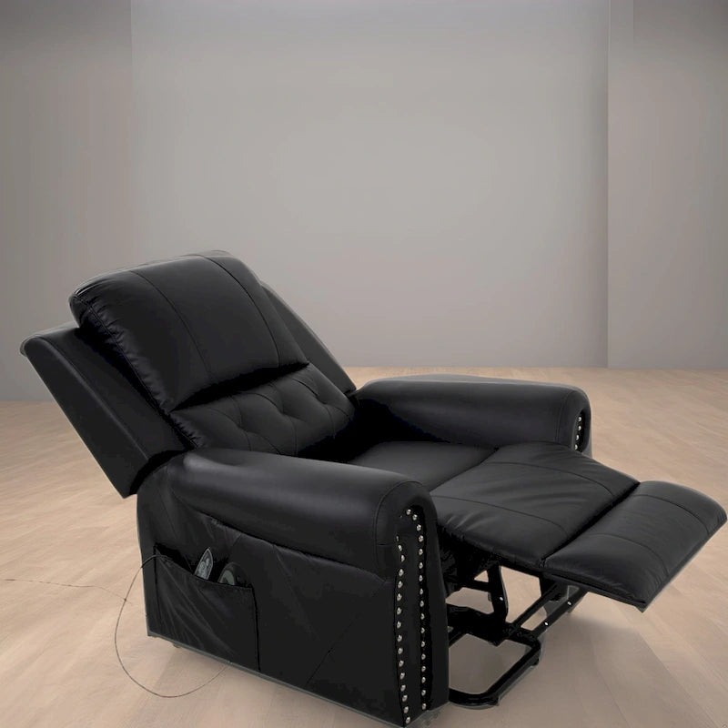 Fauteuil inclinable électrique de luxe en cuir respirant avec fonction releveur, chauffage et massage – Idéal pour l'aide aux personnes âgées