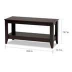 Table basse moderne en bois wengé de forme rectangulaire