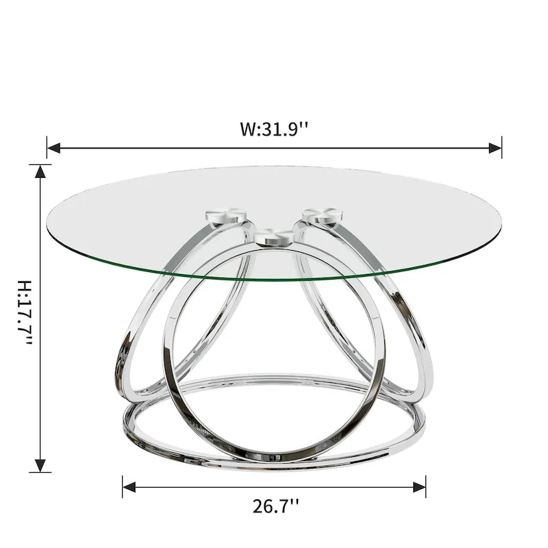 Table basse ronde contemporaine à plateau en verre