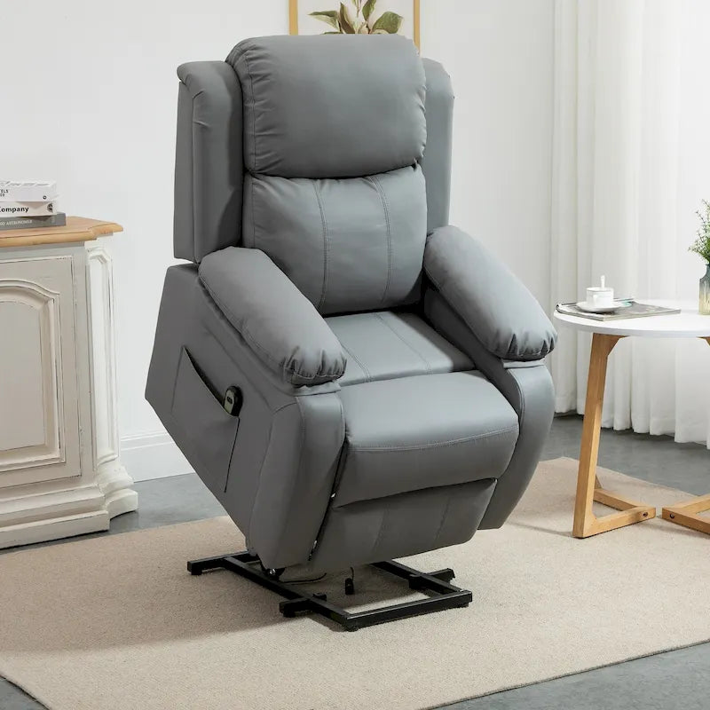 Fauteuil de salon releveur électrique, fauteuil inclinable électrique en cuir PU pour personnes âgées avec télécommande