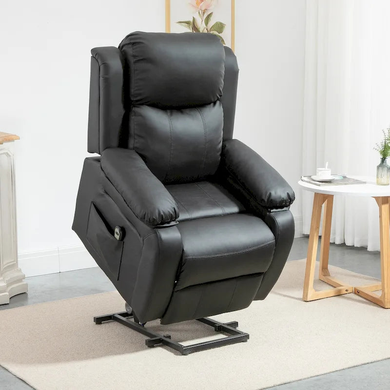 Fauteuil de salon releveur électrique, fauteuil inclinable électrique en cuir PU pour personnes âgées avec télécommande