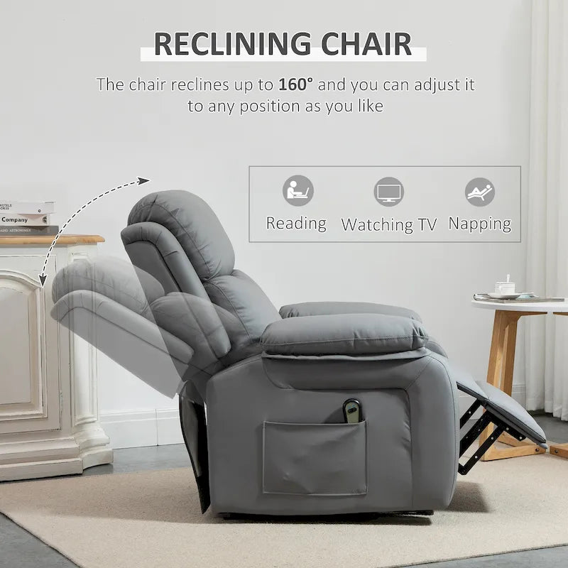 Fauteuil de salon releveur électrique, fauteuil inclinable électrique en cuir PU pour personnes âgées avec télécommande