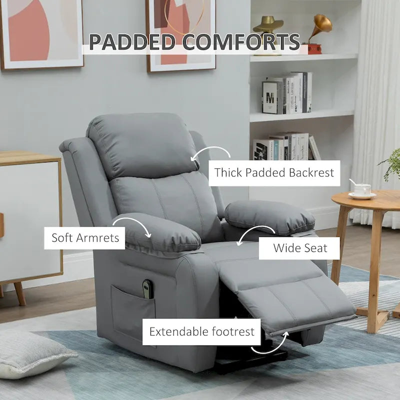 Fauteuil de salon releveur électrique, fauteuil inclinable électrique en cuir PU pour personnes âgées avec télécommande