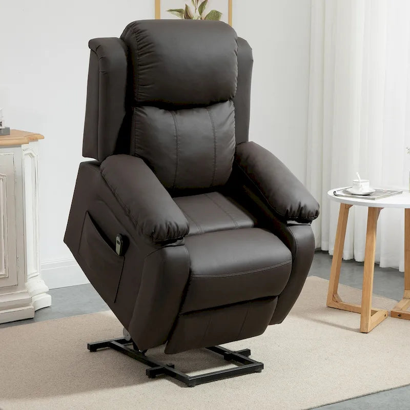 Fauteuil de salon releveur électrique, fauteuil inclinable électrique en cuir PU pour personnes âgées avec télécommande