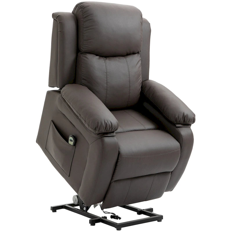 Fauteuil de salon releveur électrique, fauteuil inclinable électrique en cuir PU pour personnes âgées avec télécommande