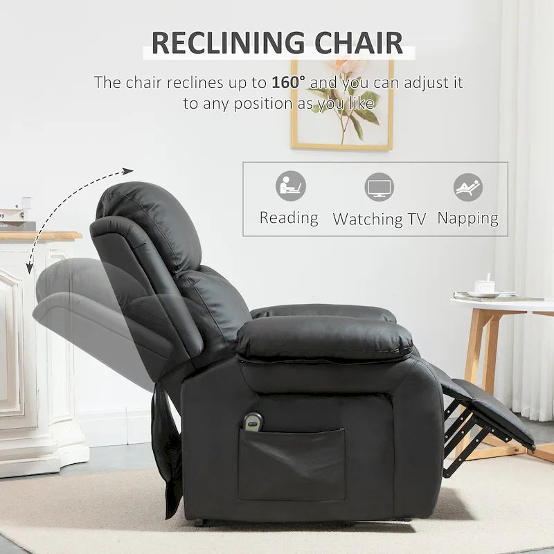 Fauteuil de salon releveur électrique, fauteuil inclinable électrique en cuir PU pour personnes âgées avec télécommande