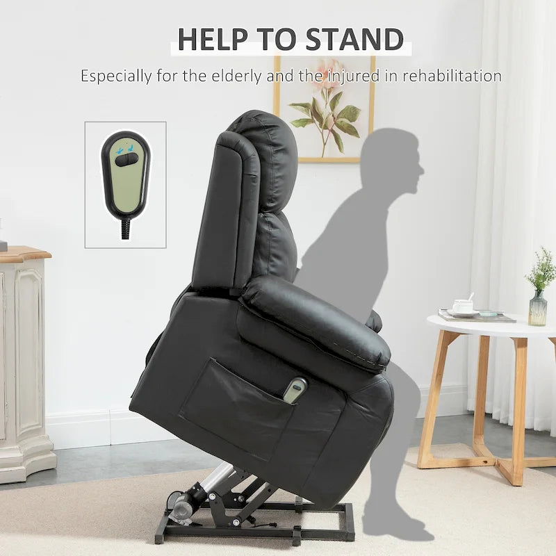 Fauteuil de salon releveur électrique, fauteuil inclinable électrique en cuir PU pour personnes âgées avec télécommande