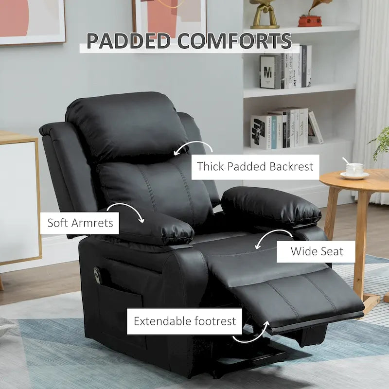 Fauteuil de salon releveur électrique, fauteuil inclinable électrique en cuir PU pour personnes âgées avec télécommande