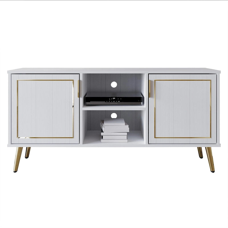 Meuble TV/console élégant et moderne avec pieds en métal doré