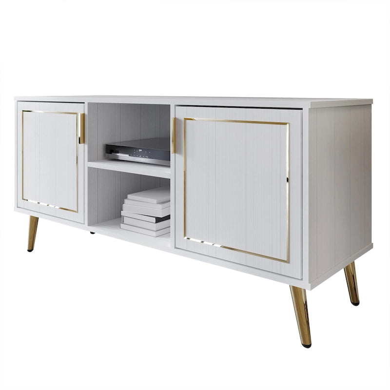 Meuble TV/console élégant et moderne avec pieds en métal doré