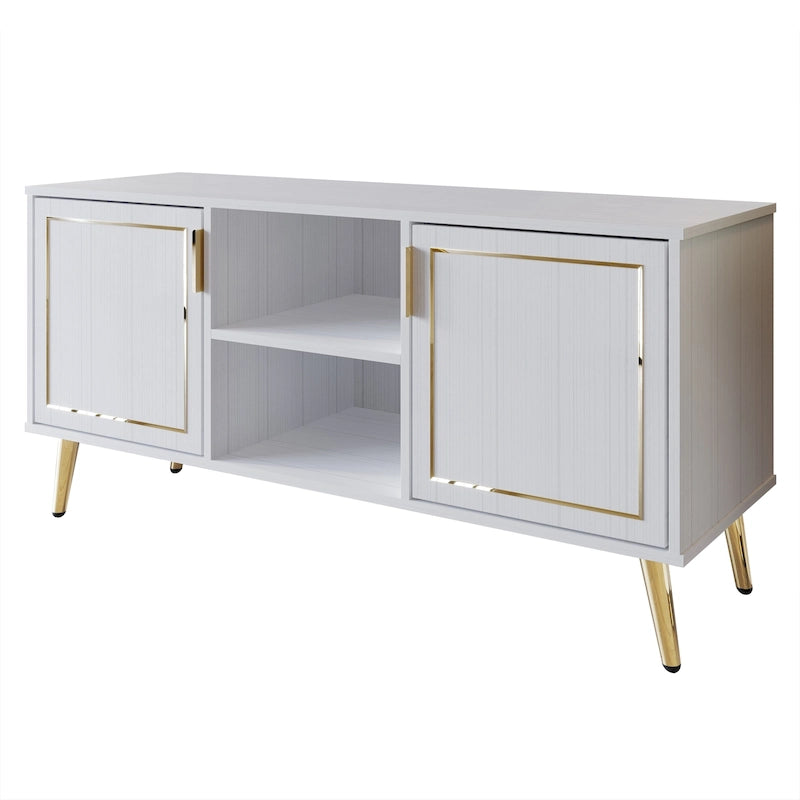 Meuble TV/console élégant et moderne avec pieds en métal doré