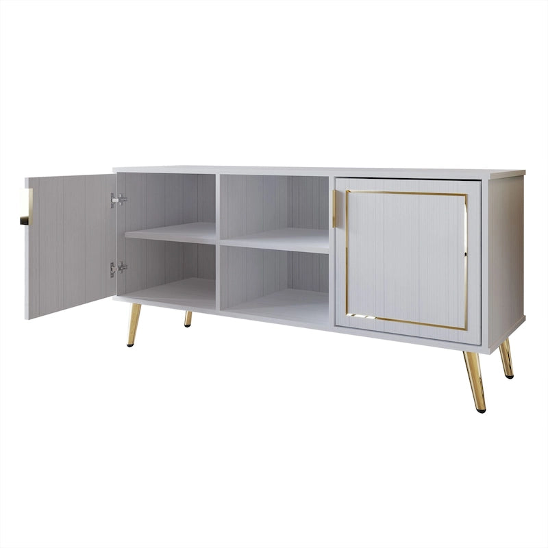 Meuble TV/console élégant et moderne avec pieds en métal doré