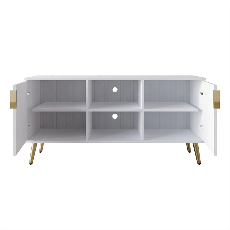 Meuble TV/console élégant et moderne avec pieds en métal doré