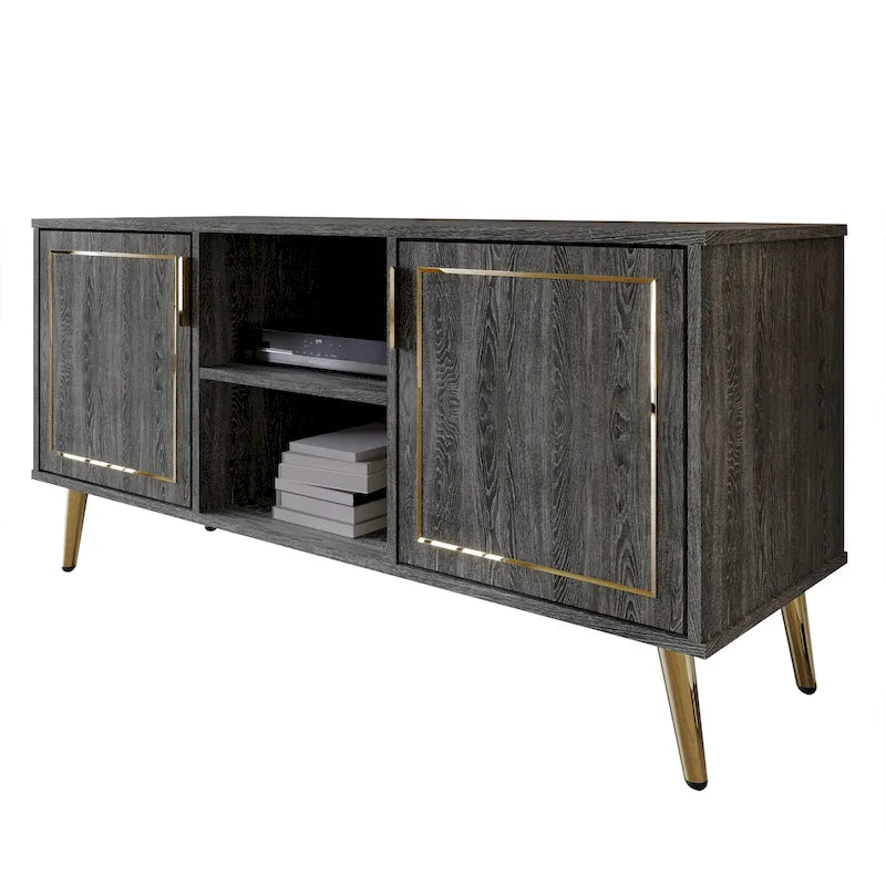 Meuble TV/console élégant et moderne avec pieds en métal doré