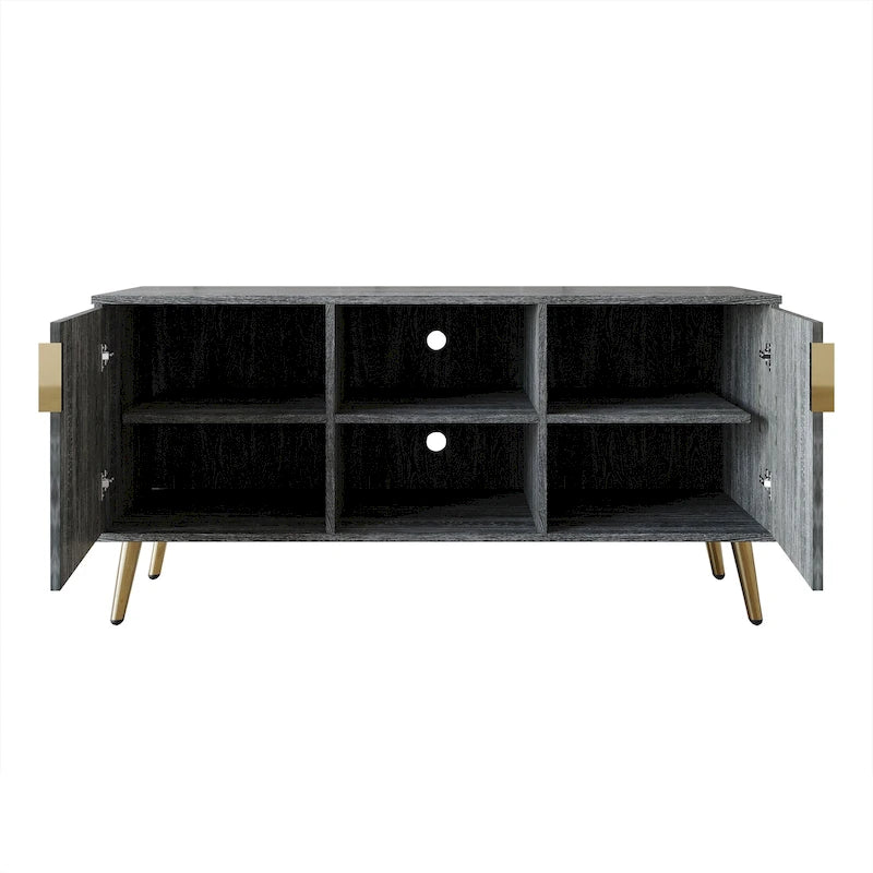 Meuble TV/console élégant et moderne avec pieds en métal doré