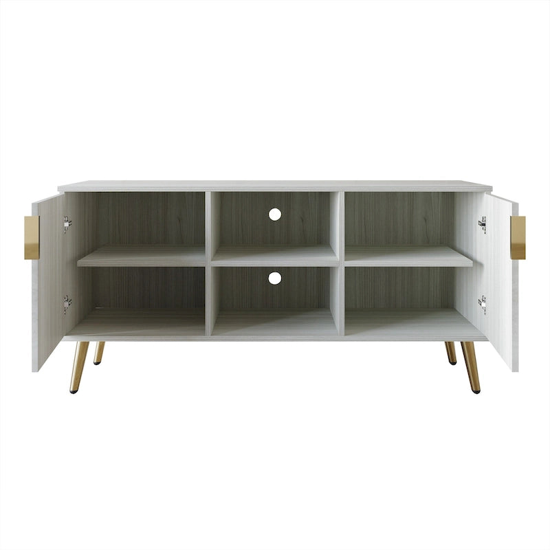 Meuble TV/console élégant et moderne avec pieds en métal doré