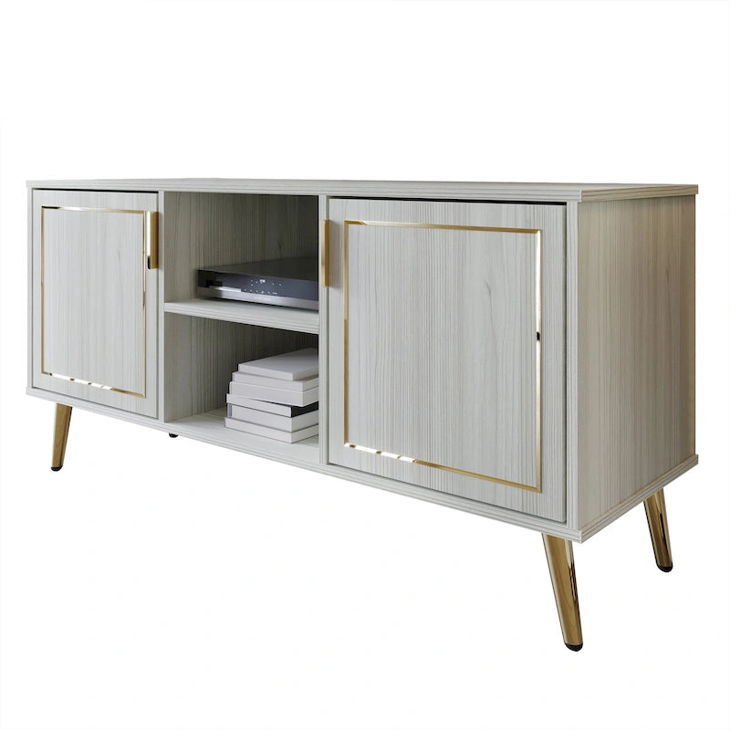 Meuble TV/console élégant et moderne avec pieds en métal doré