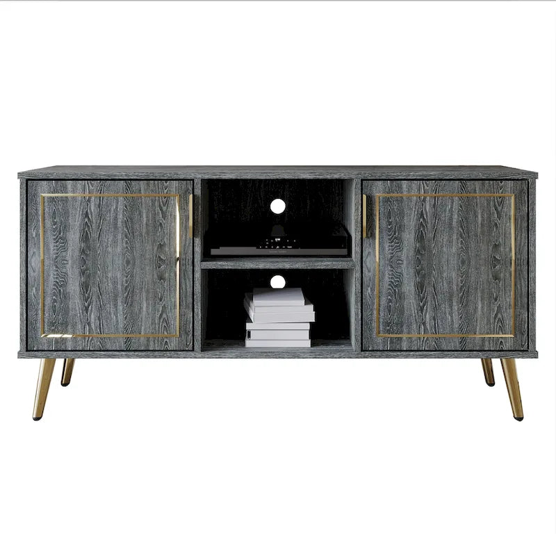 Meuble TV/console élégant et moderne avec pieds en métal doré