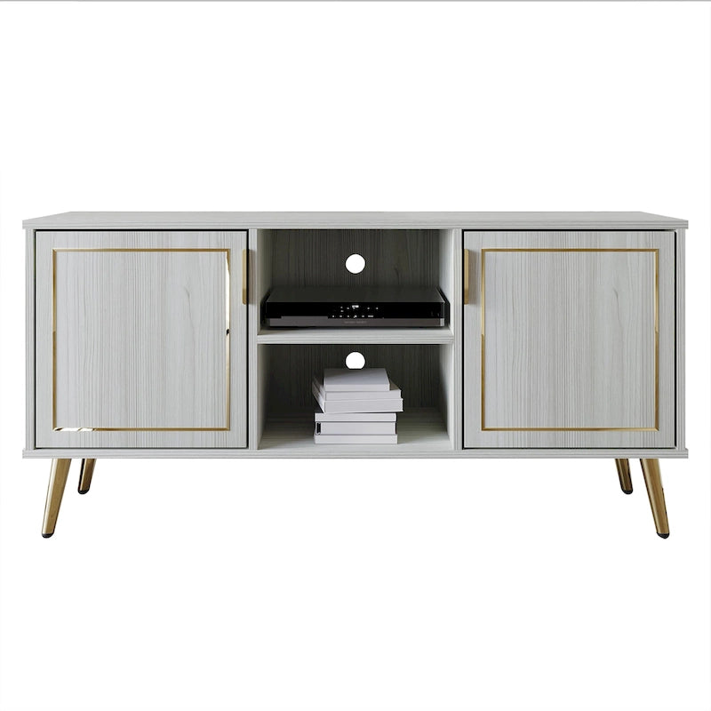 Meuble TV/console élégant et moderne avec pieds en métal doré