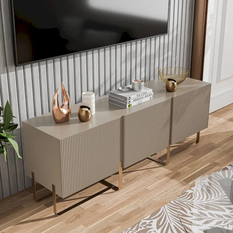 Meuble TV de rangement à 3 portes de 60 pouces par