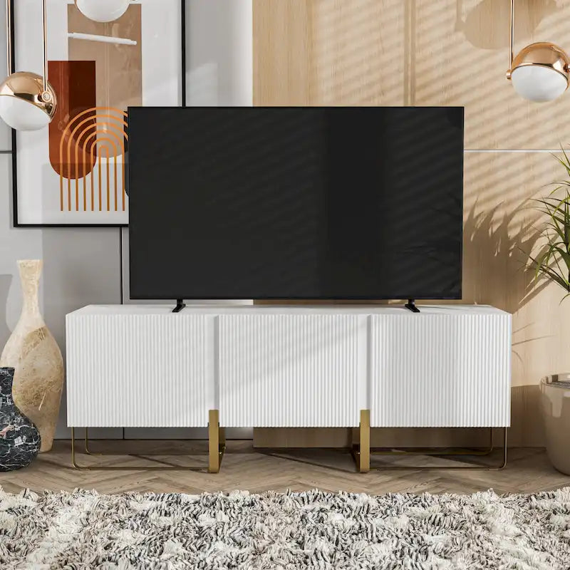 Meuble TV de rangement à 3 portes de 60 pouces par