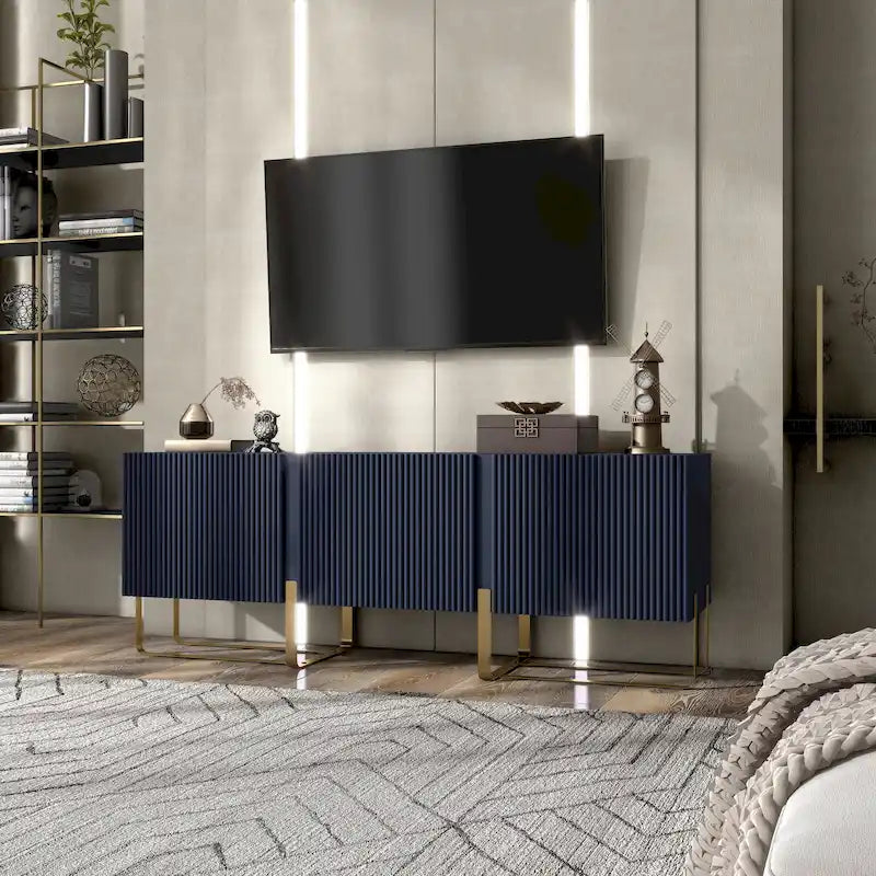 Meuble TV de rangement à 3 portes de 60 pouces par