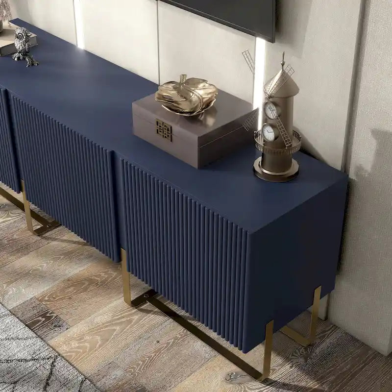 Meuble TV de rangement à 3 portes de 60 pouces par