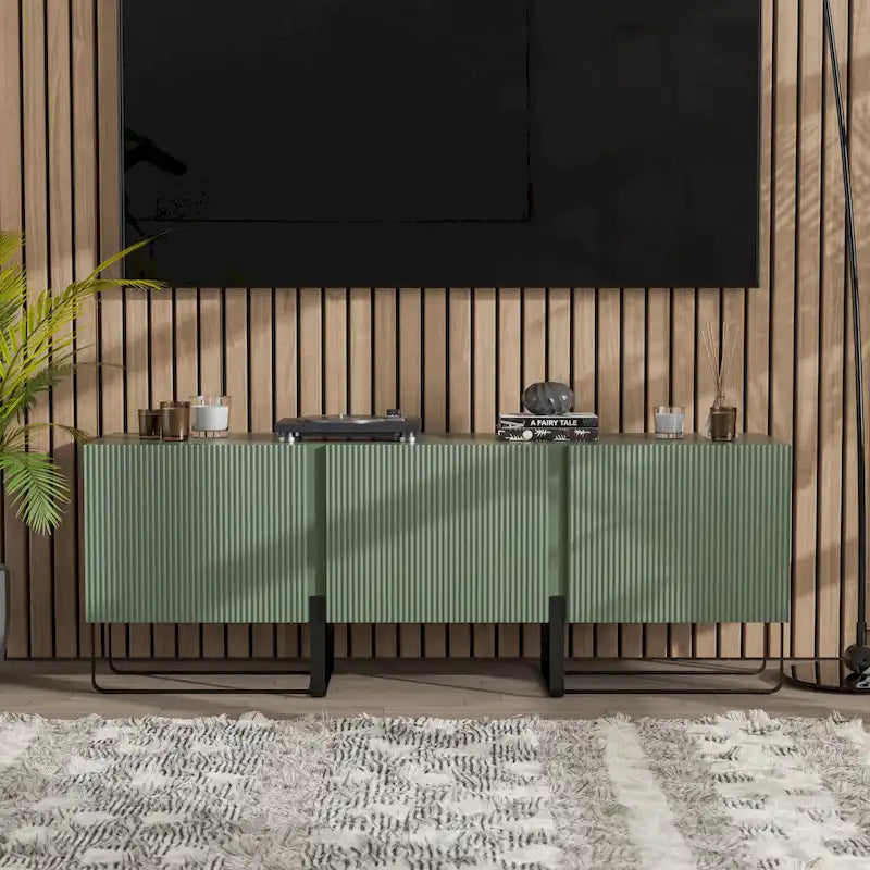 Meuble TV de rangement à 3 portes de 60 pouces par