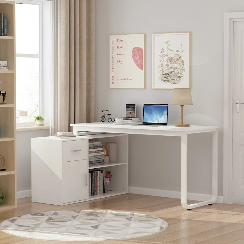 Bureau d'angle réversible blanc