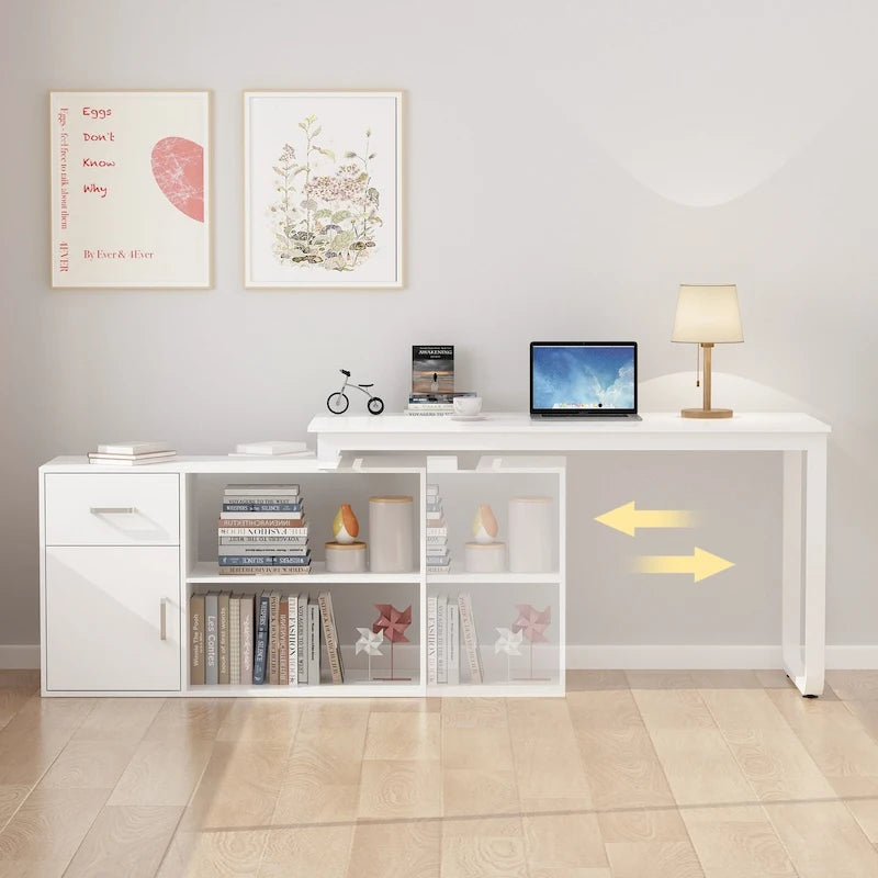 Bureau d'angle réversible blanc