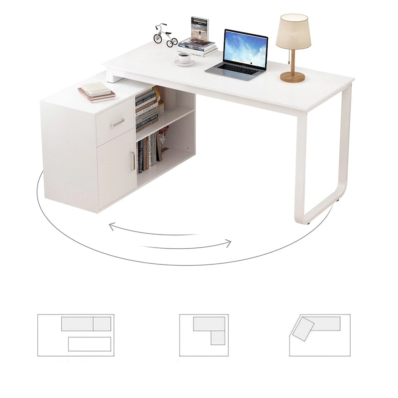 Bureau d'angle réversible blanc