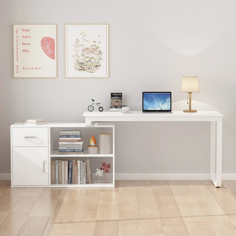 Bureau d'angle réversible blanc