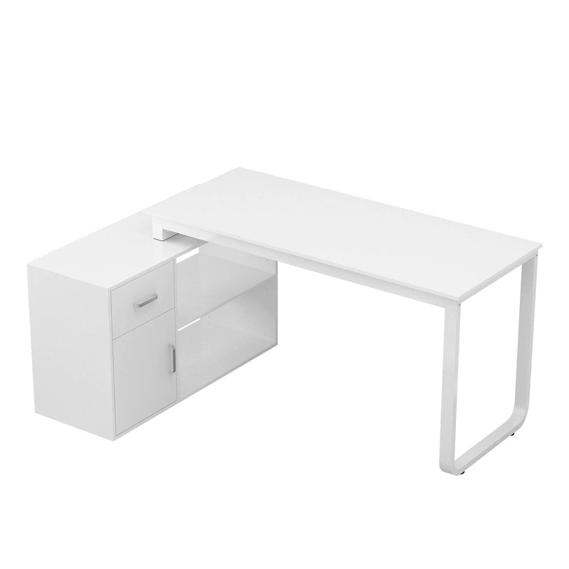 Bureau d'angle réversible blanc