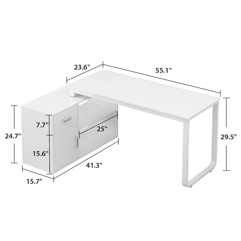 Bureau d'angle réversible blanc