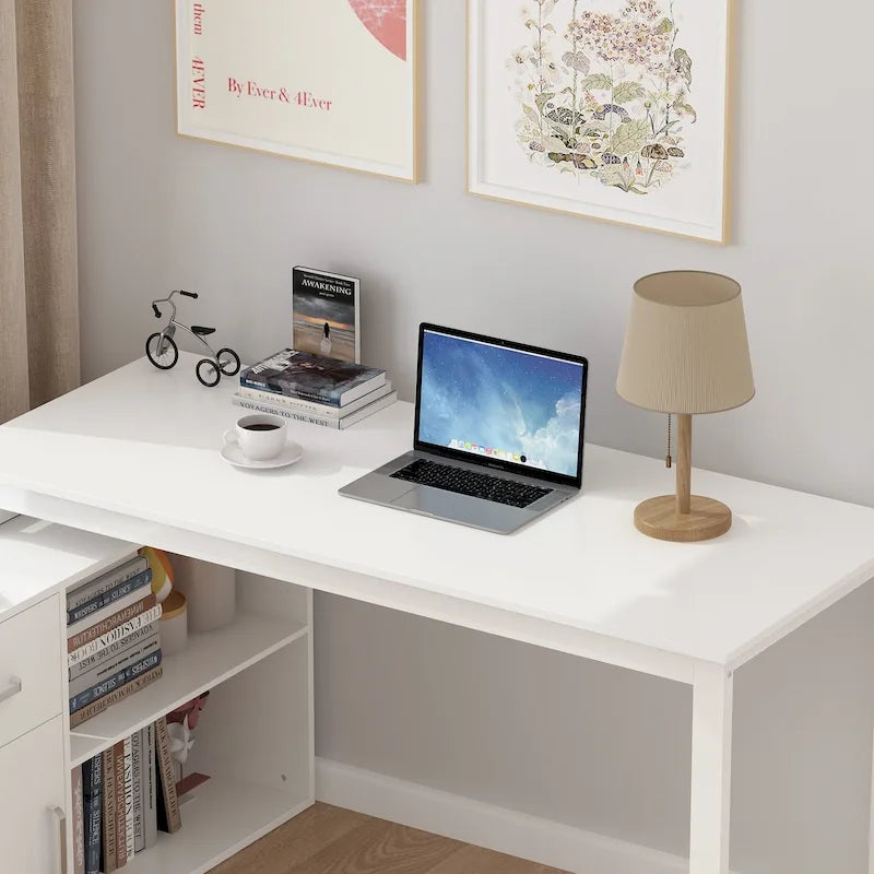 Bureau d'angle réversible blanc
