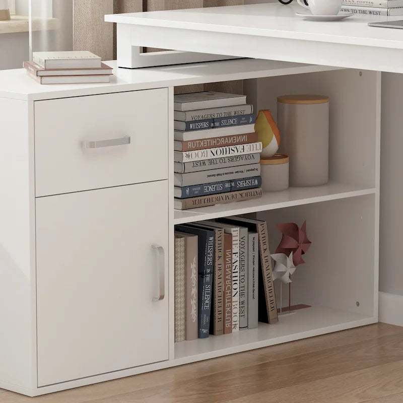 Bureau d'angle réversible blanc